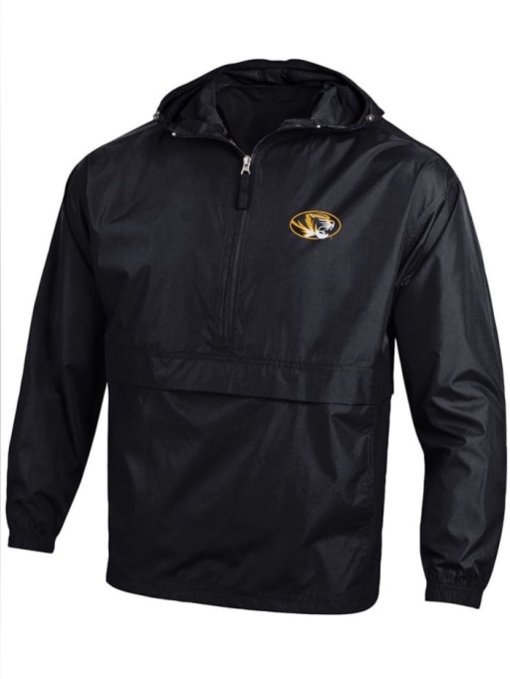 Champion Black Pullover Windbreaker with Yellow Logo